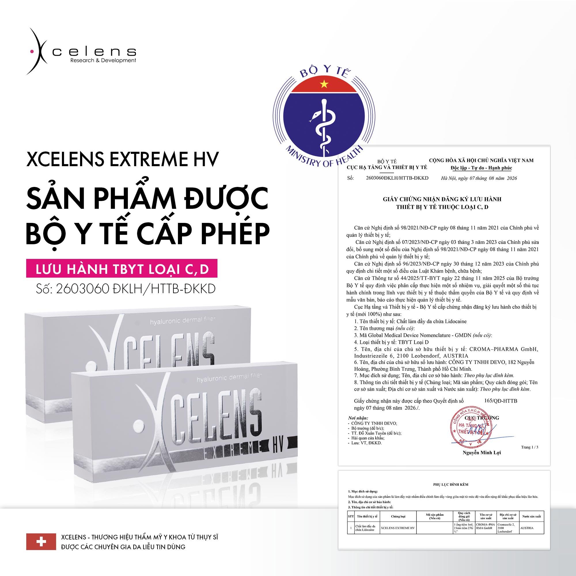 XCELENS EXTREME HV CHÍNH THỨC ĐƯỢC BỘ Y TẾ CẤP PHÉP LƯU HÀNH THIẾT BỊ Y TẾ LOẠI D